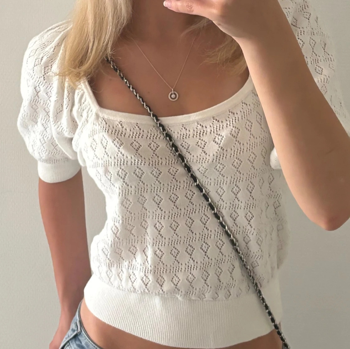 Vit stickad topp från Kappahl XS