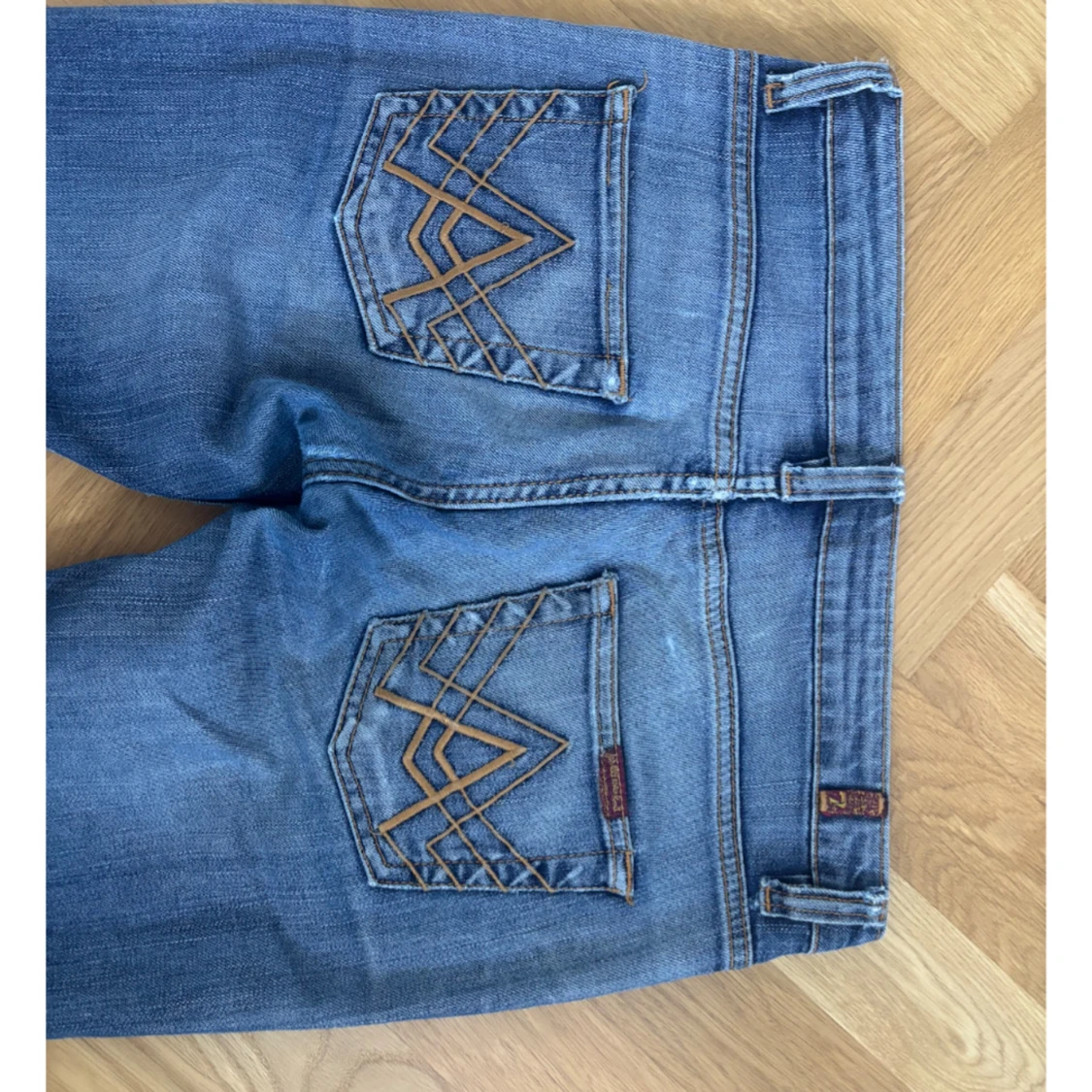 Blåa lågmidjade bootcut jeans - 3