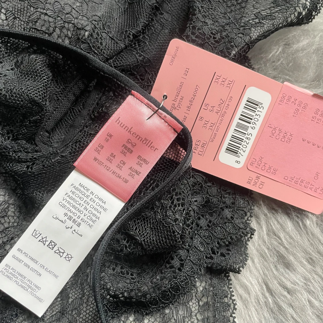 NY | Hunkemöller | Trosa | Spets | Svart | Stl. 3XL - 1