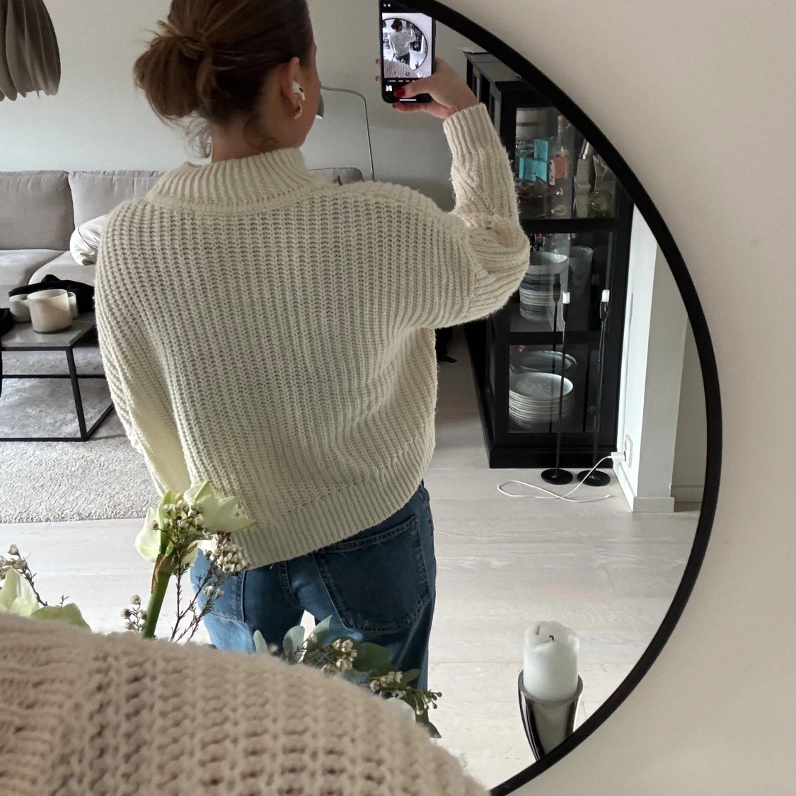 Krämvit stickad tröja från H&M - 1