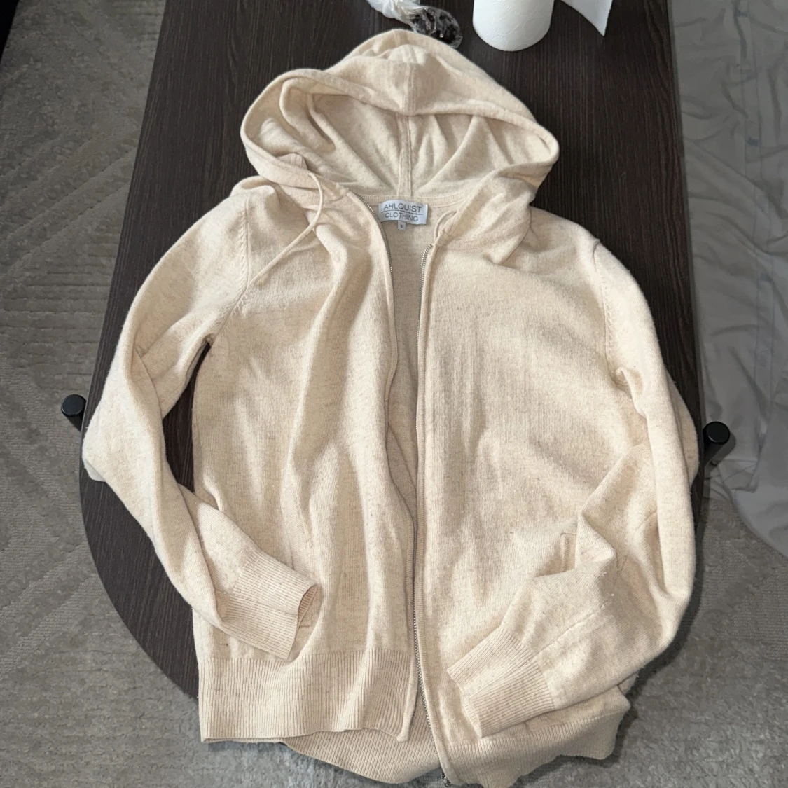 Beige Kashmir Zip Up - 3