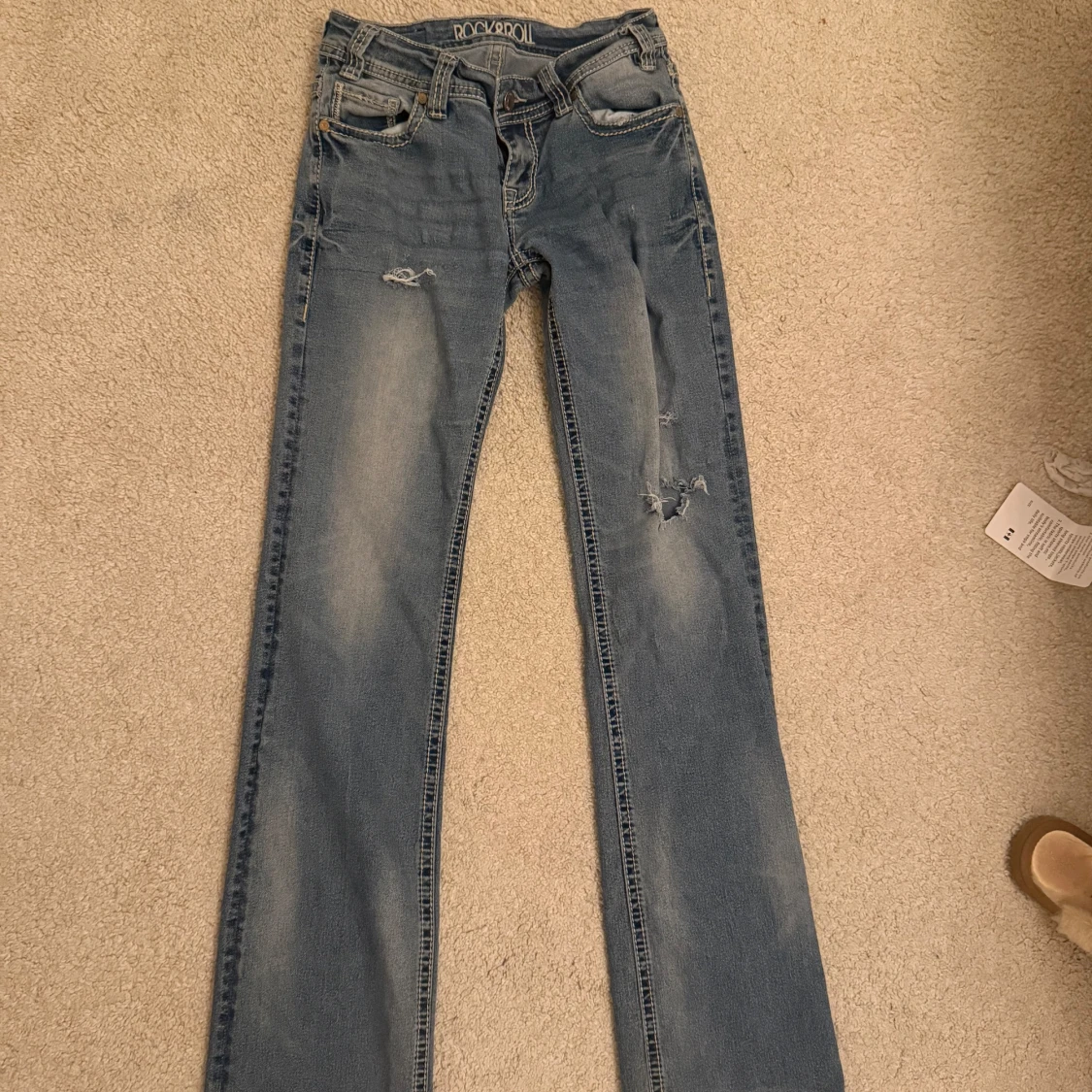 Blå low rise bootcut trendiga jeans från Rock & Roll - 1