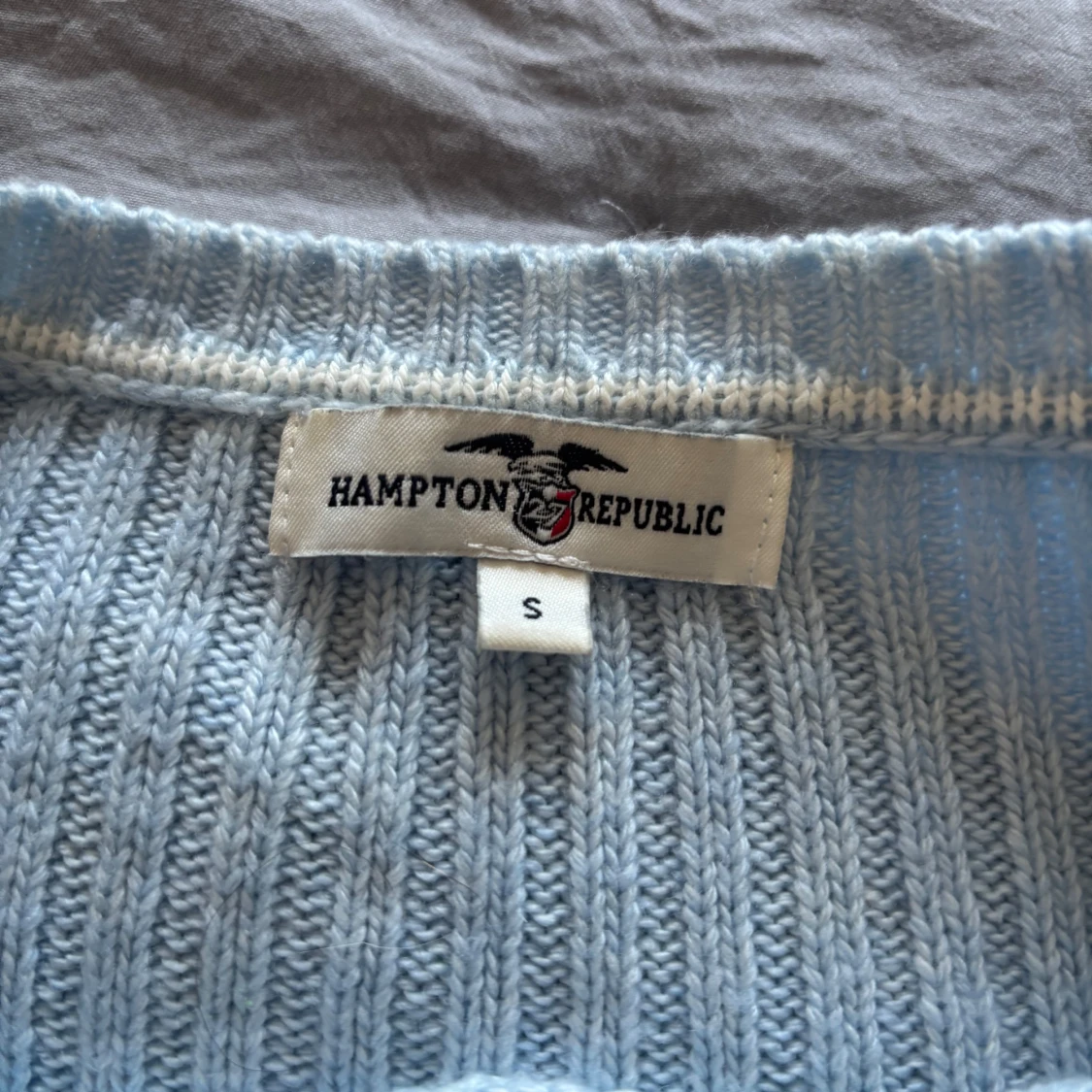Ljusblå stickad tröja Hampton Republic - 3