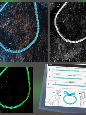 By prisförslag - 1 st katt/hund halsband finns i turkos/grön/vit Small - Katt/hund halsband storlek Small med små, runda gröna/turkosa eller vita pärlor i enkel och stilren design. Det passar perfekt för dig som vill ha något unikt och färgglatt. De finns i olika storlekar enligt storleksguiden på bilden.