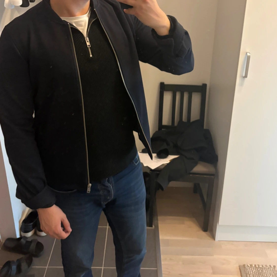 Mörkblå zip tröja/jacka Lindbergh