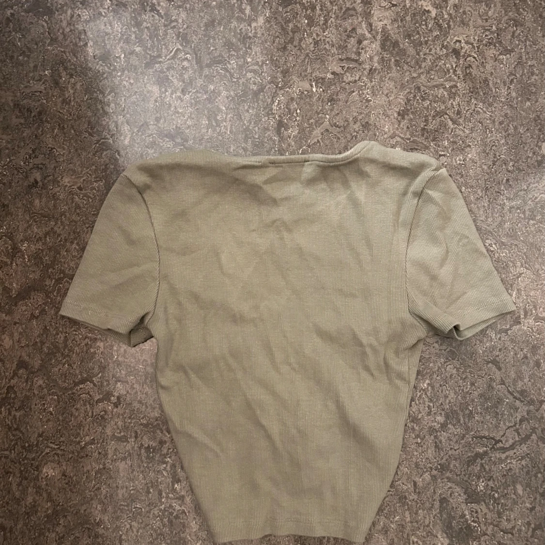 Grön ribbad croppad topp från Zara - 1