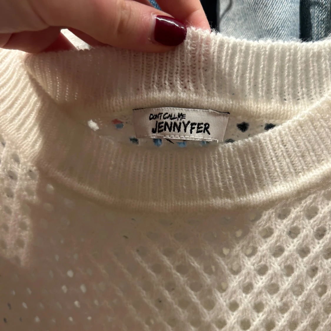 Vit stickad topp - 1