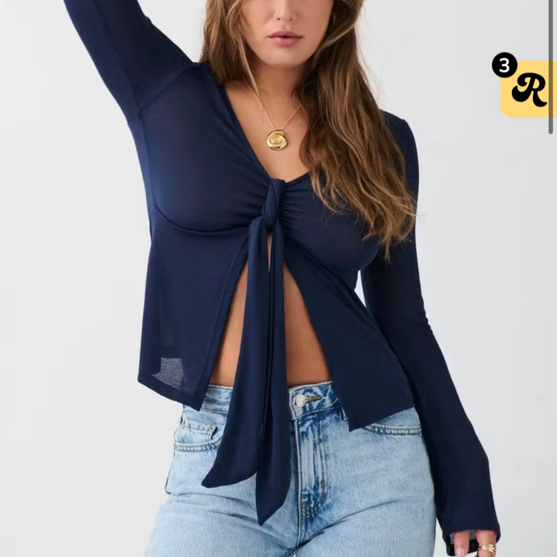 tie front long sleeve top
