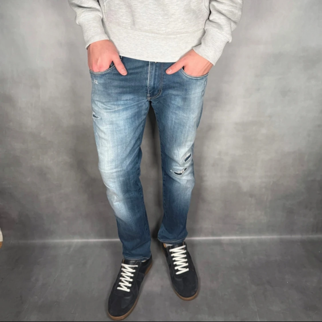 Blå Replay jeans med slitningar - 1