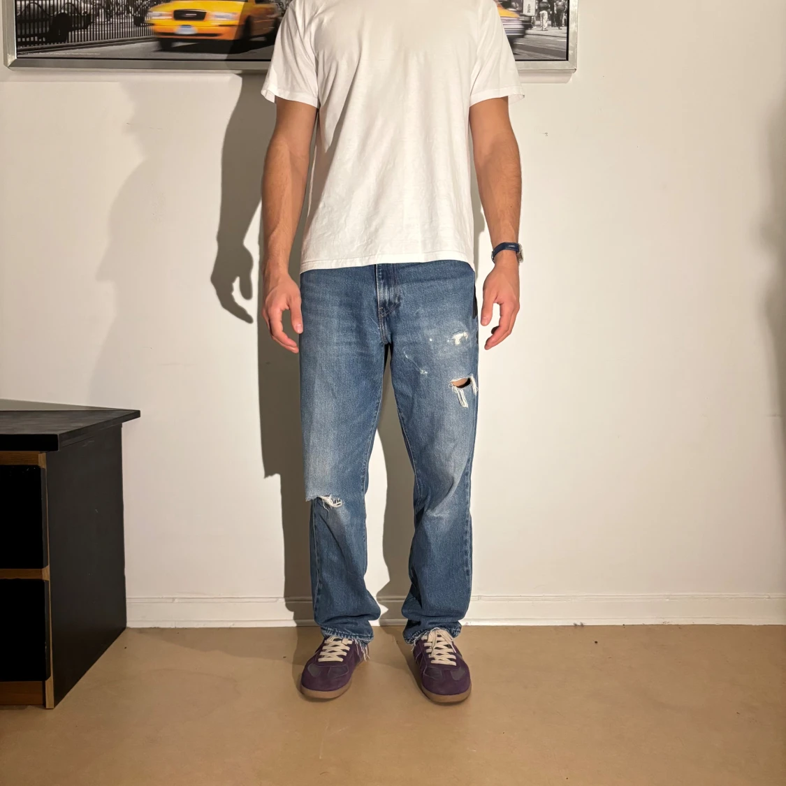 Levi's 501 blå jeans med slitningar