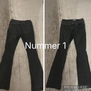4 par Gina Tricot jeans low waist bootcut - 4 par low waist Bootcut jeans från Gina tricot. Använda ett par gånger men inget som syns. Nummer 1 är i storlek 40. Nummer 2 är i storlek 170 i barnstorlek. Nummer 3 är i storlek 40. Nummer 4 är i storlek 38. Säljer dem för 120kr styck. Man kan få alla för 300. Hör av er om ni undrar nått 