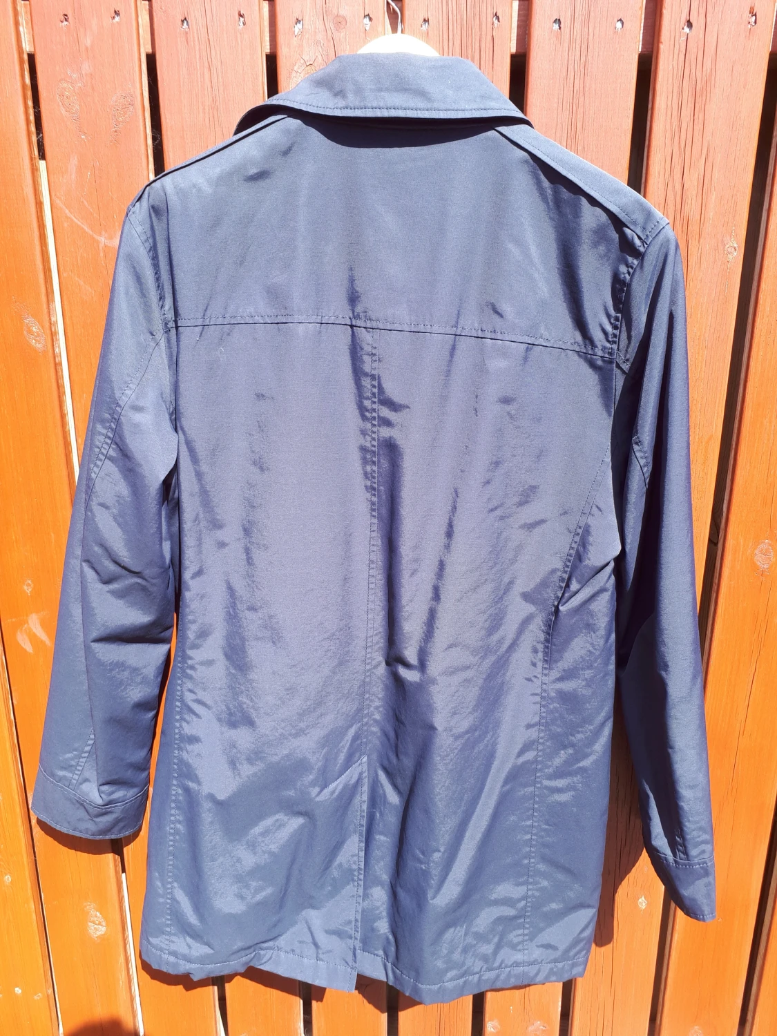 SAND Copenhagen, trenchcoat, mörkblå, bomull, nylon, läder - 1