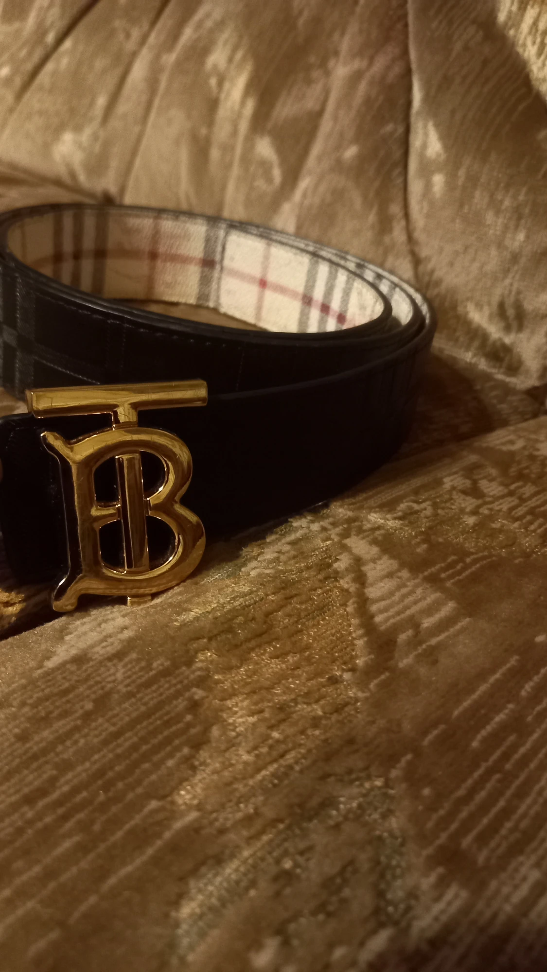 Rutig Burberry-inspirerad bälte - 1
