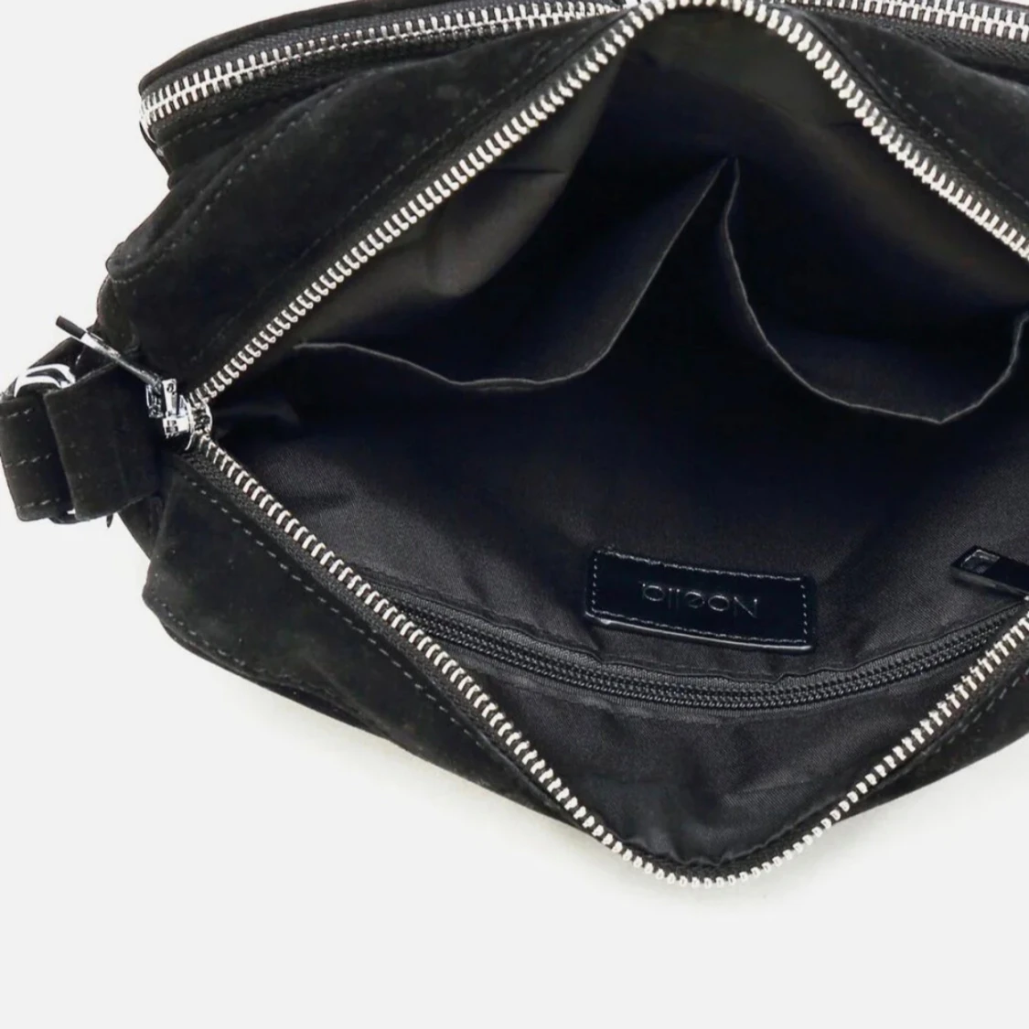 Svart axelväska med dragkedjor - 1