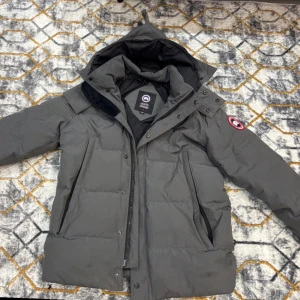 Grå dunjacka med huva - Säljer en stilren grå dunjacka från Canada Goose. Jackan har en praktisk huva och långa ärmar. Perfekt för kalla dagar med sin quiltade design och dragkedja framtill. Beskriv din längd och vikt så kan jag berätta för dig ifall jackan passar dig ps päls kommer med#kärlek