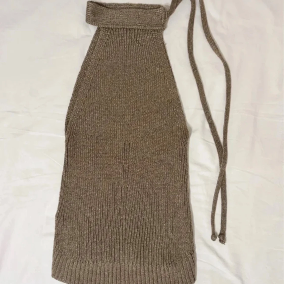 Brun stickad halterneck linnetopp - 2