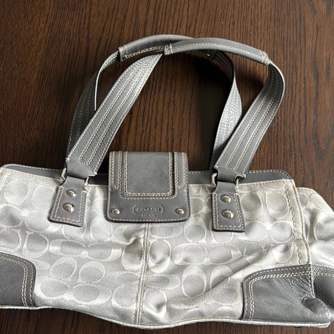 Coach handväska i grått och silver - 1
