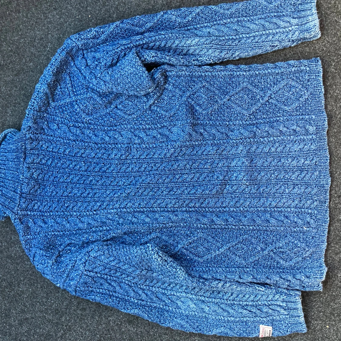 Blå kabelstickad polotröja Clifton Classic - 1