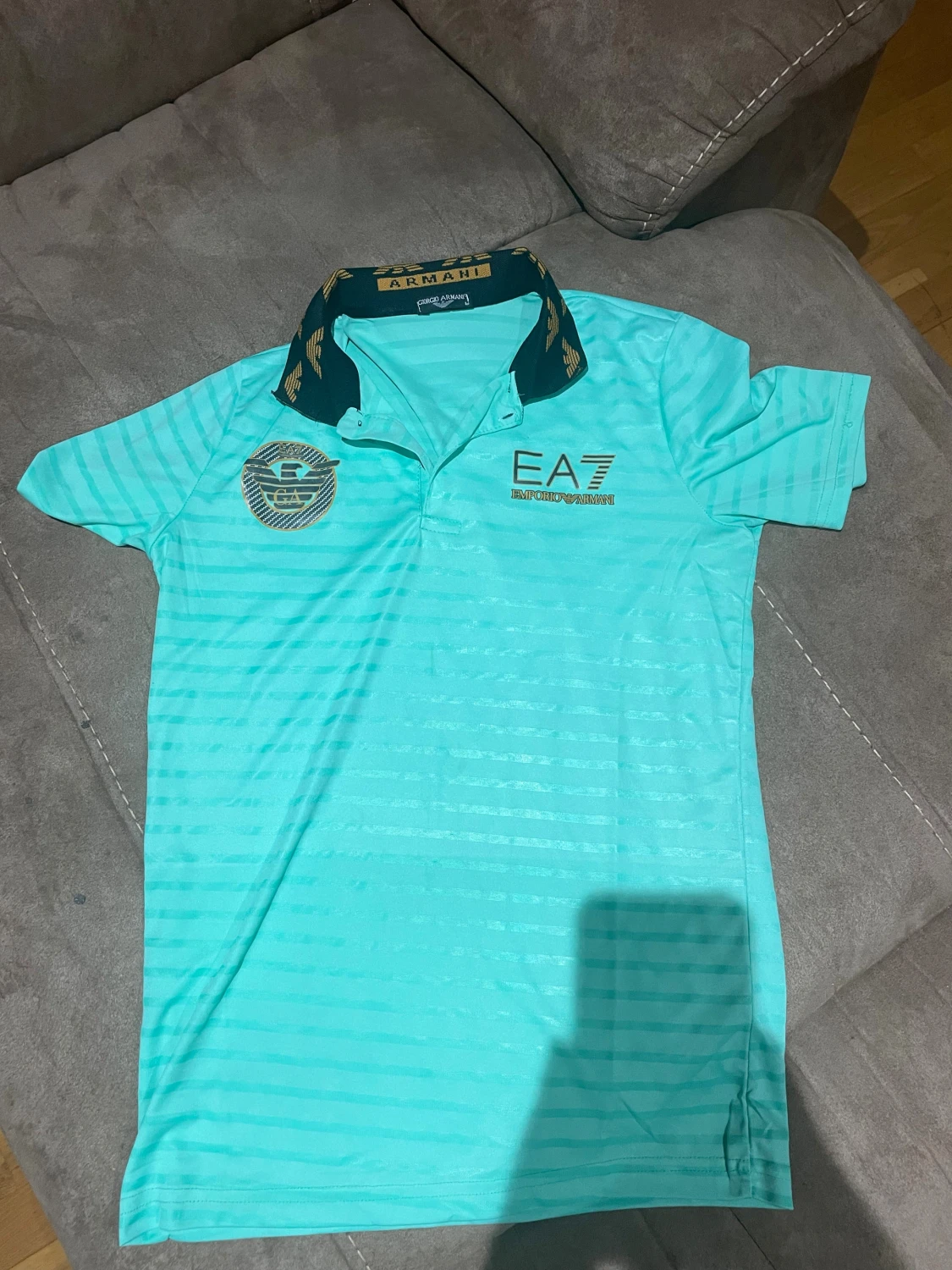 Turkos EA7 t-shirt med krage - 1