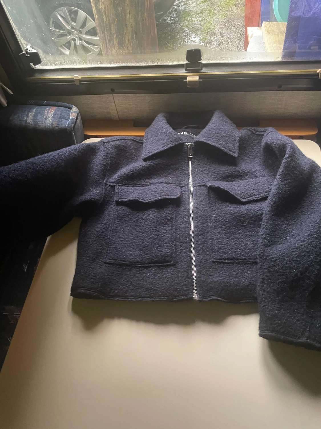 Marin blå  teddyjacka från Zara XS - 1