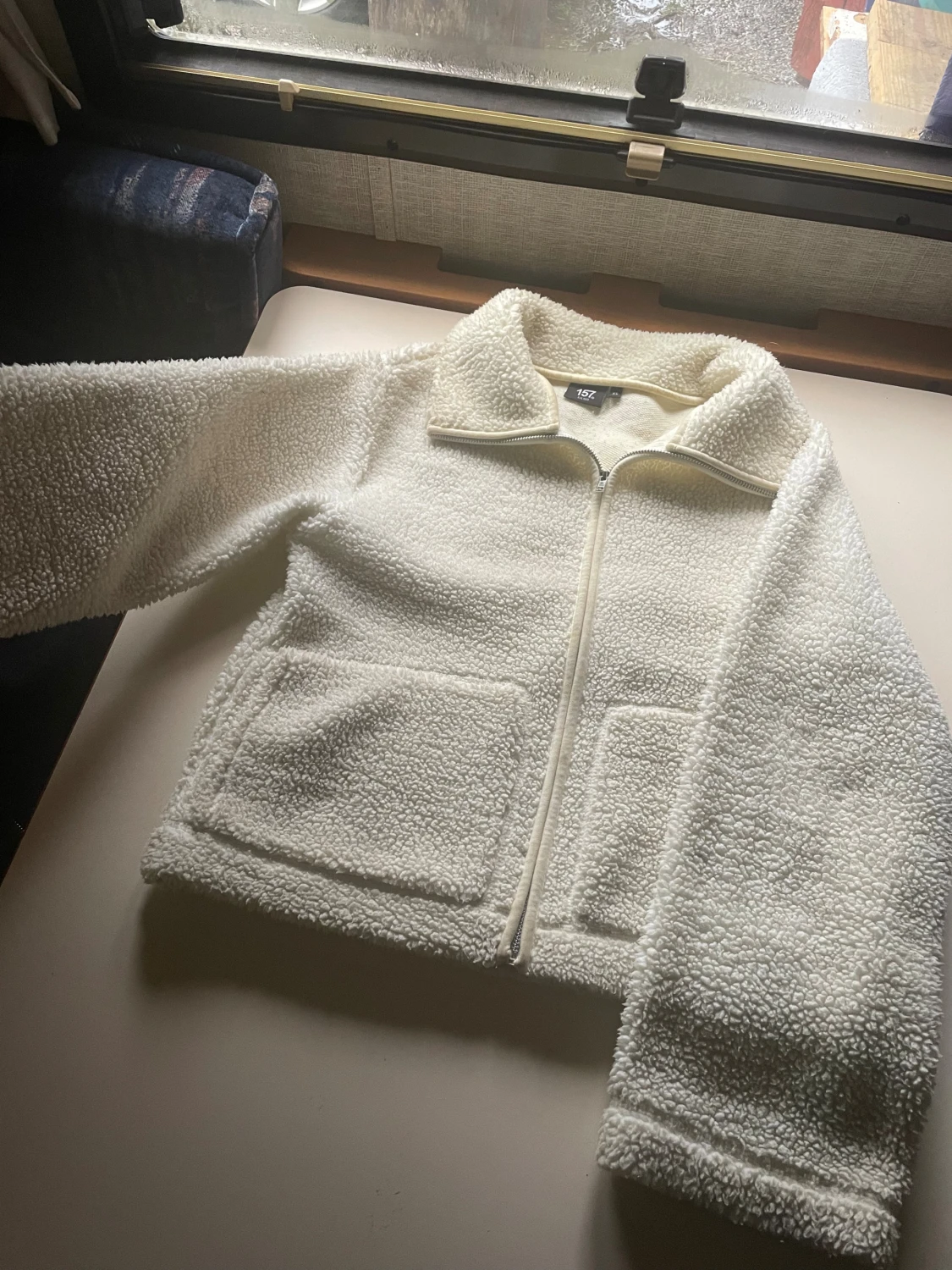 Vit teddyjacka från 157, XS - 1