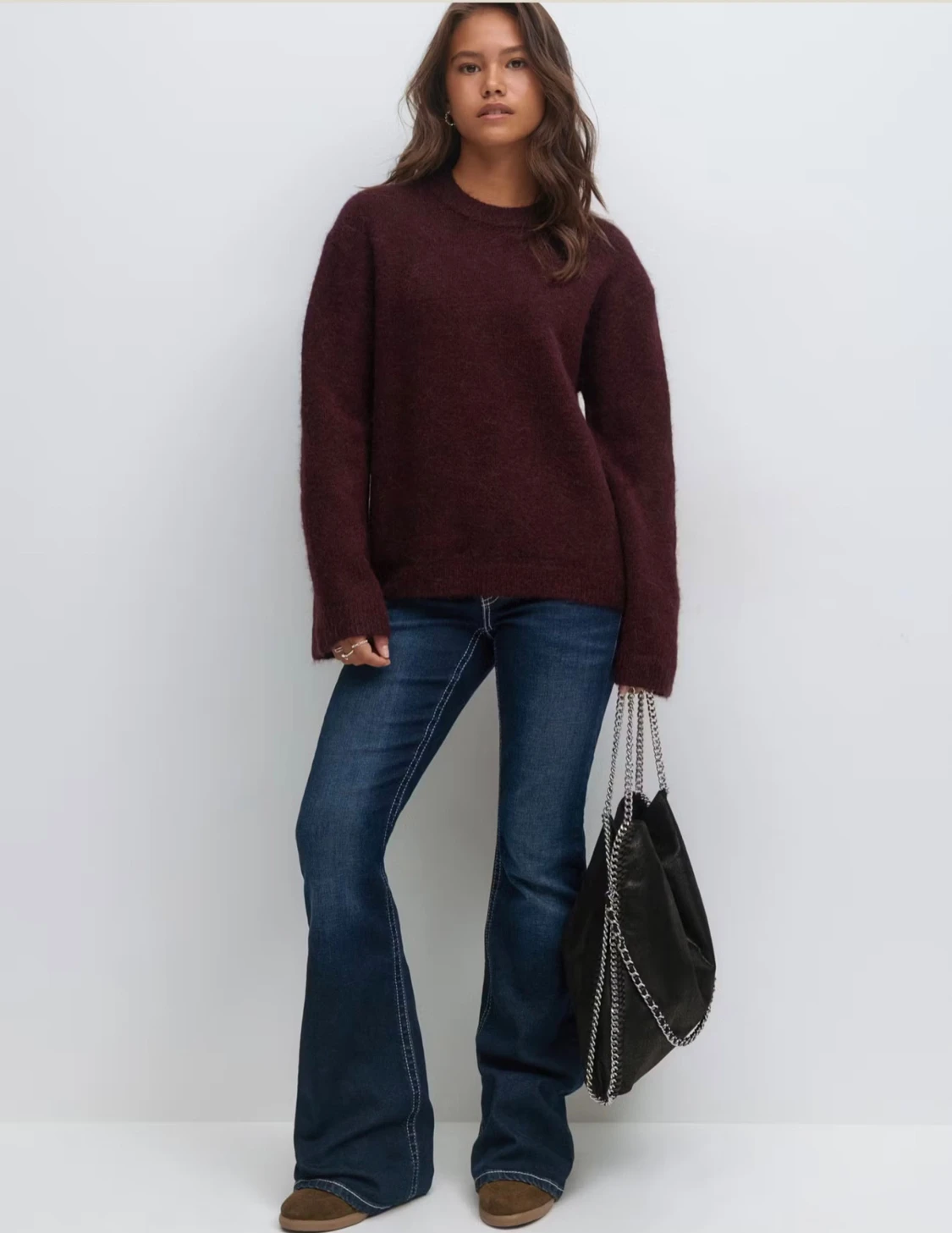 Vinröd stickad tröja - 1