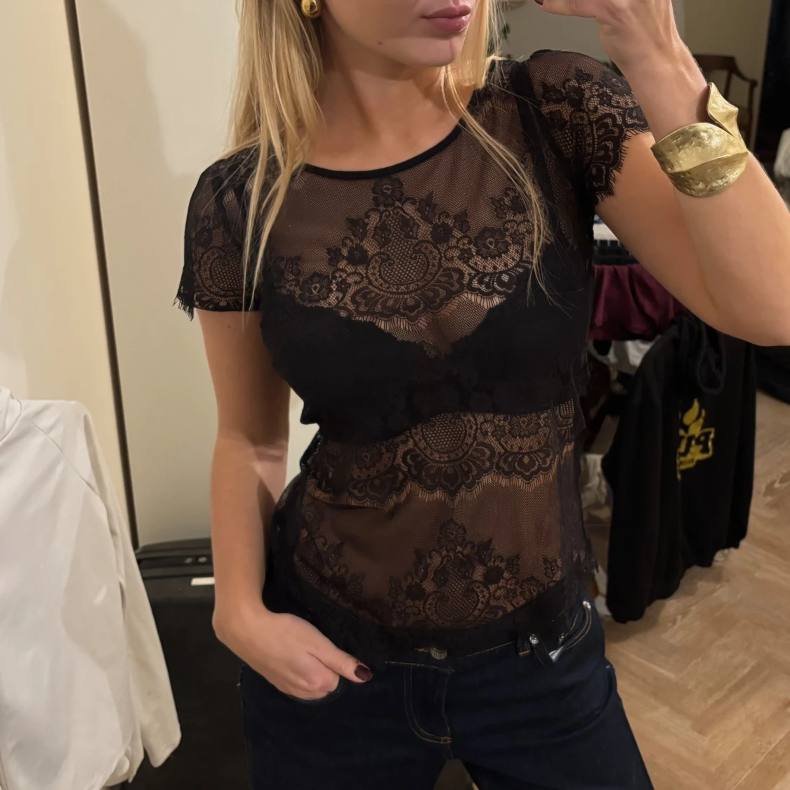 Svart spetsblus från Hallhuber Donna - 1