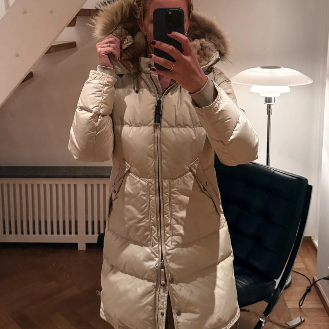 Beige lång dunjacka Parajumpers Parkas Masterpiece