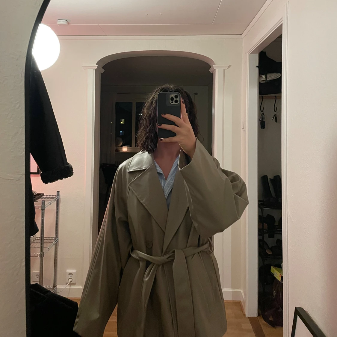 Läder trenchcoat