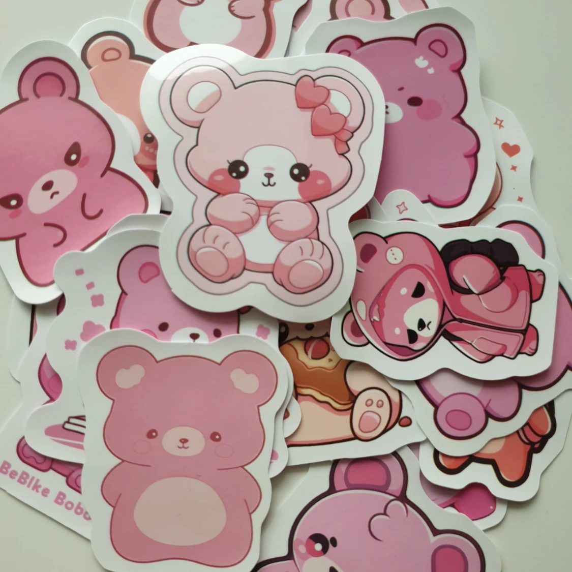 Söta rosa björnklistermärken (set om 26 st)