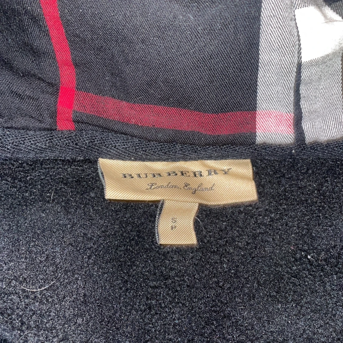 Svart rutig hoodiejacka Burberry