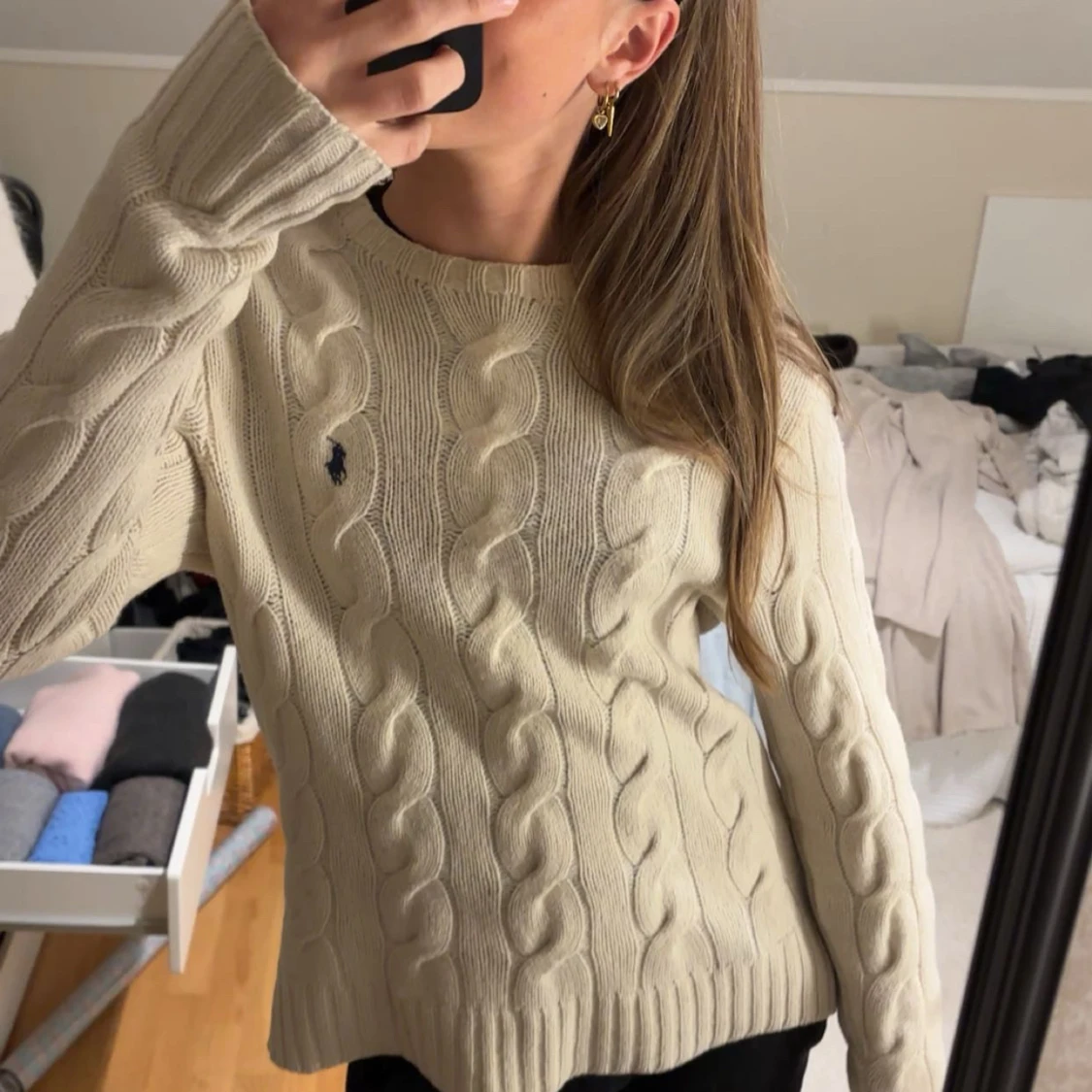 Beige kabelstickad tröja Polo Ralph Lauren