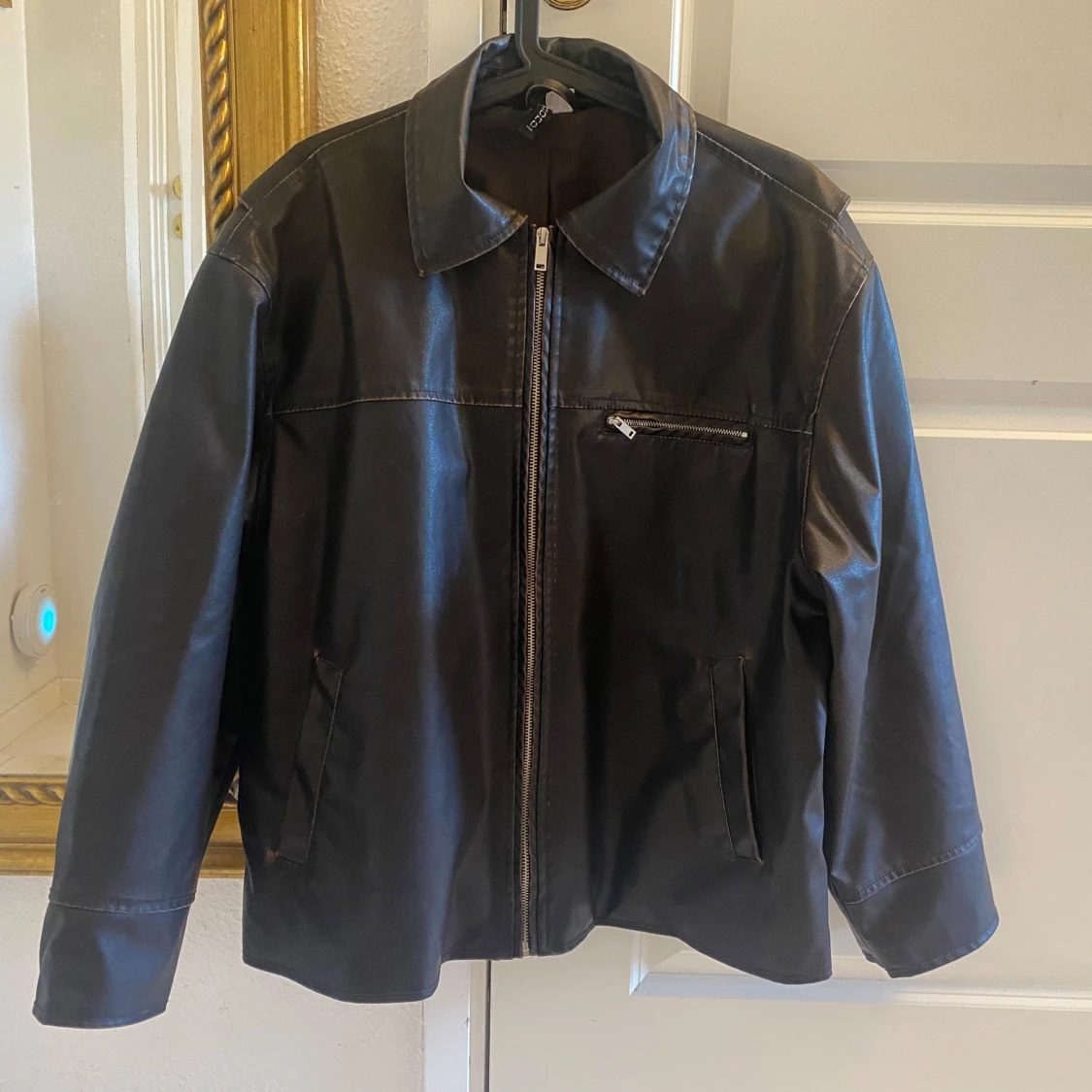 Mörkbrun  biker skinnjacka Loose fit H&M - 3