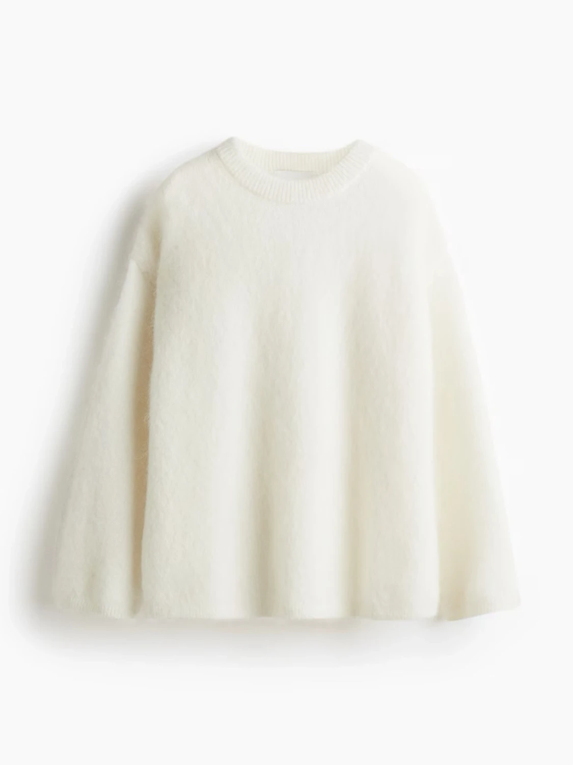 Vit stickad tröja i mohairmix