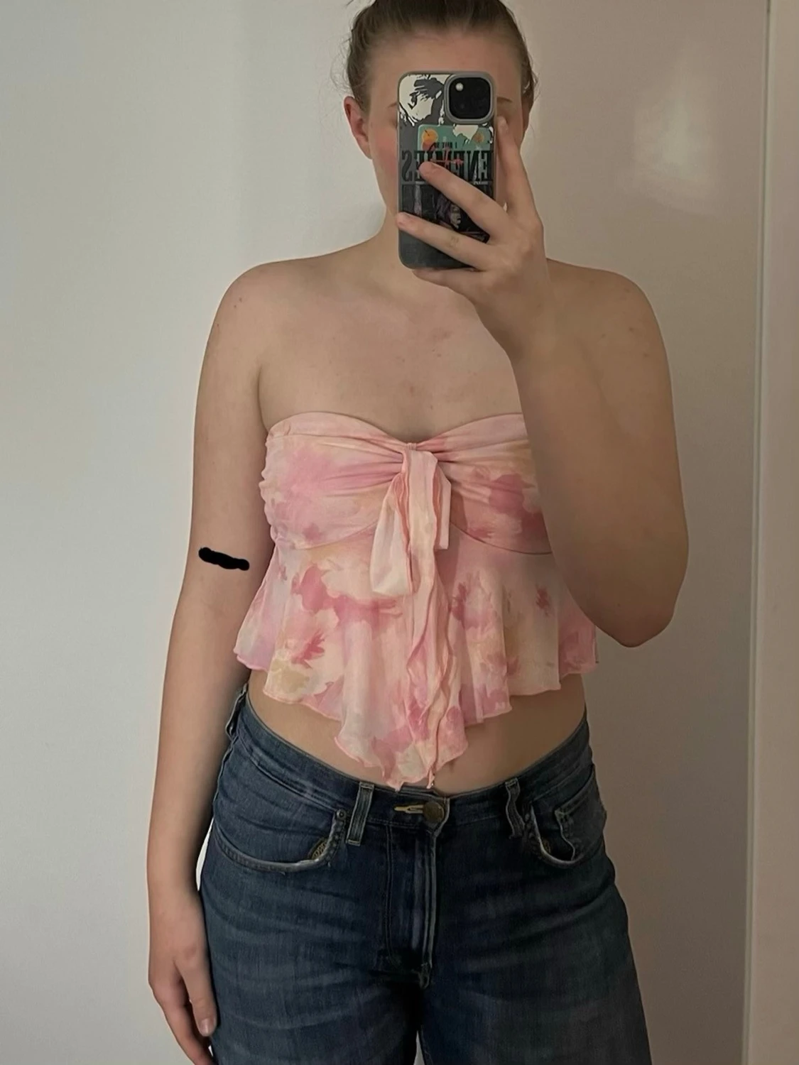 Rosa bandeau topp med knyt - 2