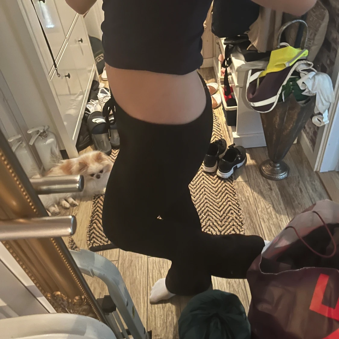 Svarta lågmidjade mjukisbyxor från Nitted XS - 4