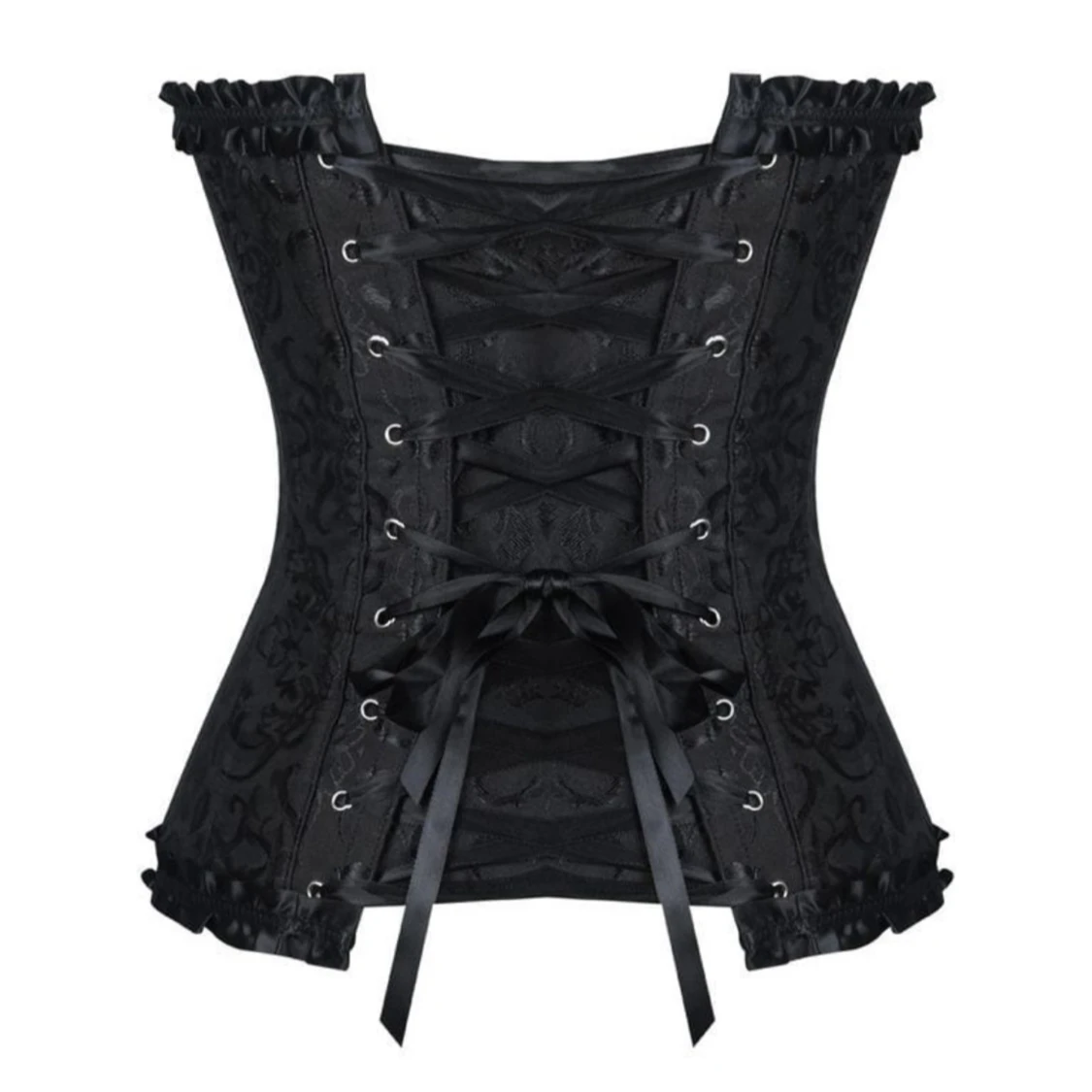 Svart korsett med snörning och spets - 1