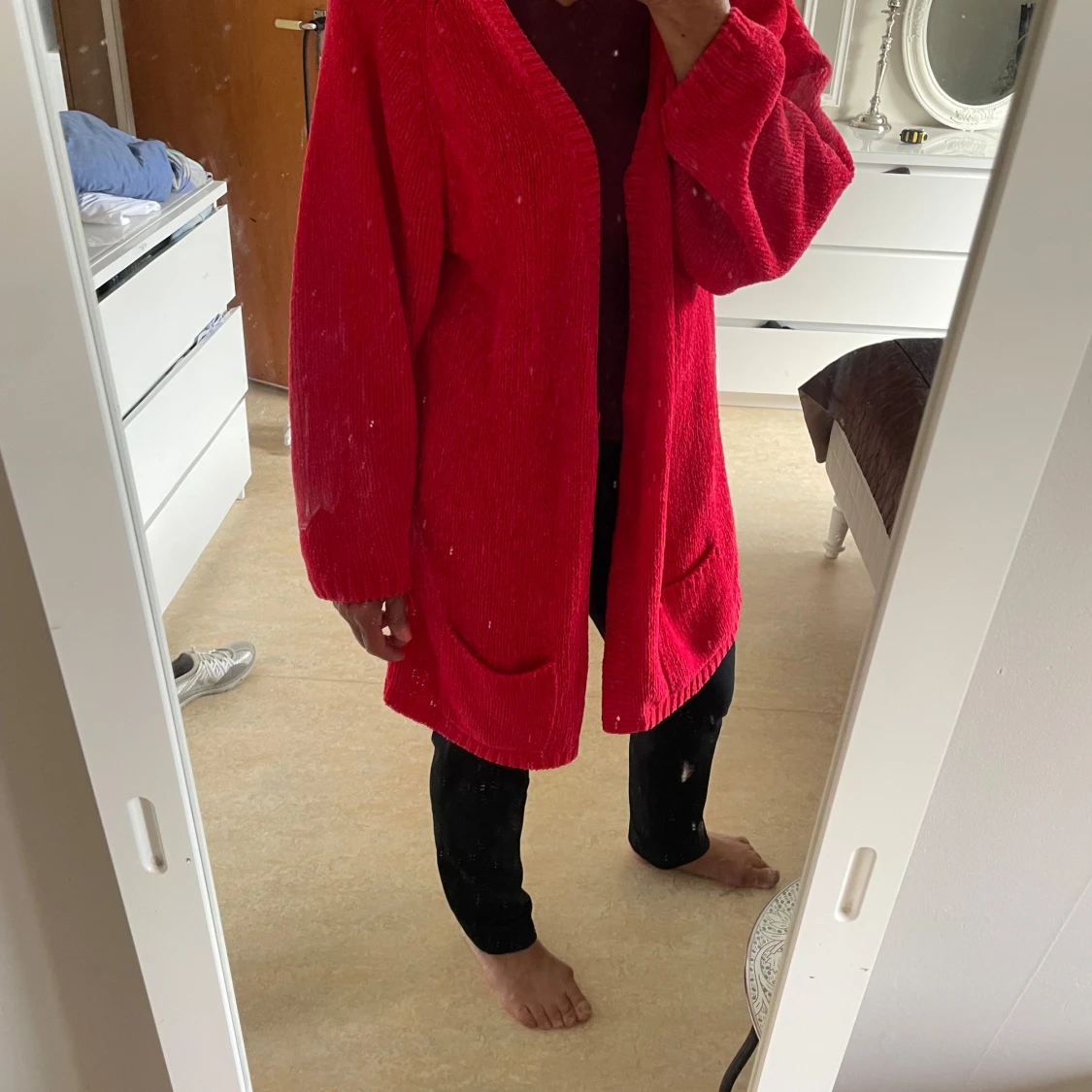 Röd stickad kofta från Carling - 3