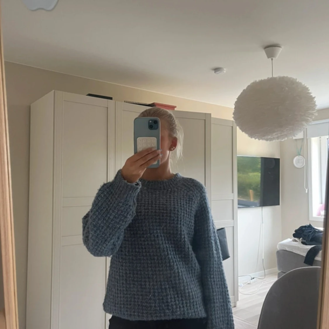 Blå stickad tröja från 157, XS