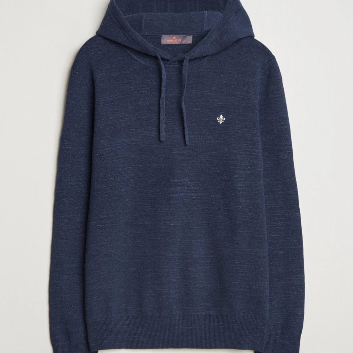 Mörkblå stickad hoodie från Morris