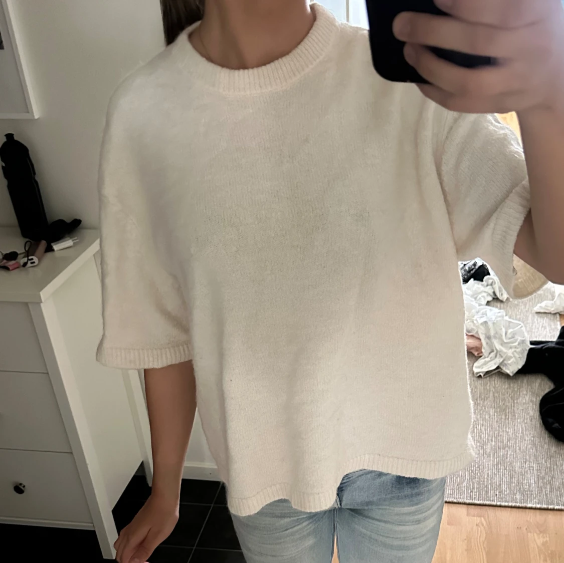 Vit stickad tröja från Gina Tricot