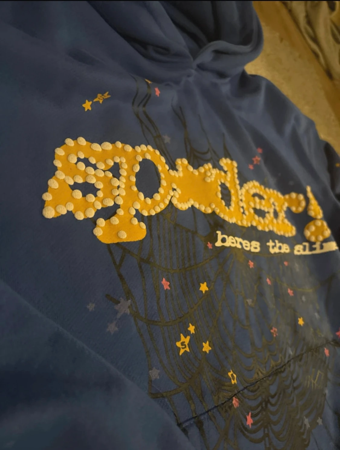 Blå hoodie från Spider med tryck - 1