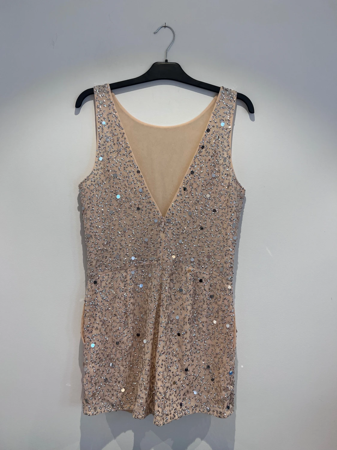 Beige paljettprydd byxdress - 1