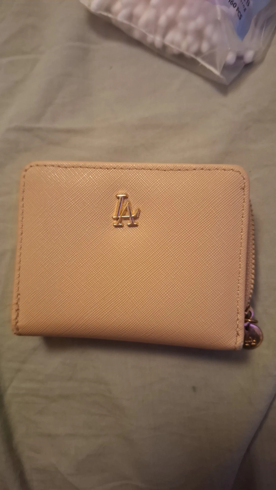 Beige LA plånbok med dragkedja