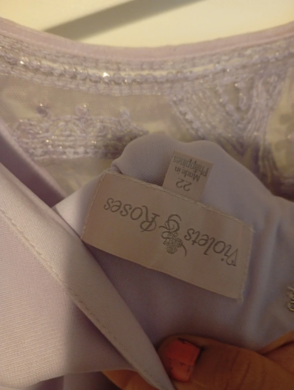 Ljuslila långklänning med pärlor - 5