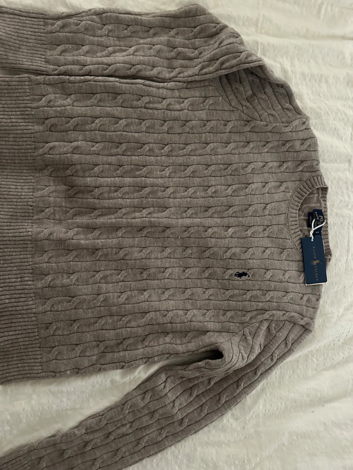 Beige kabelstickad tröja Ralph Lauren