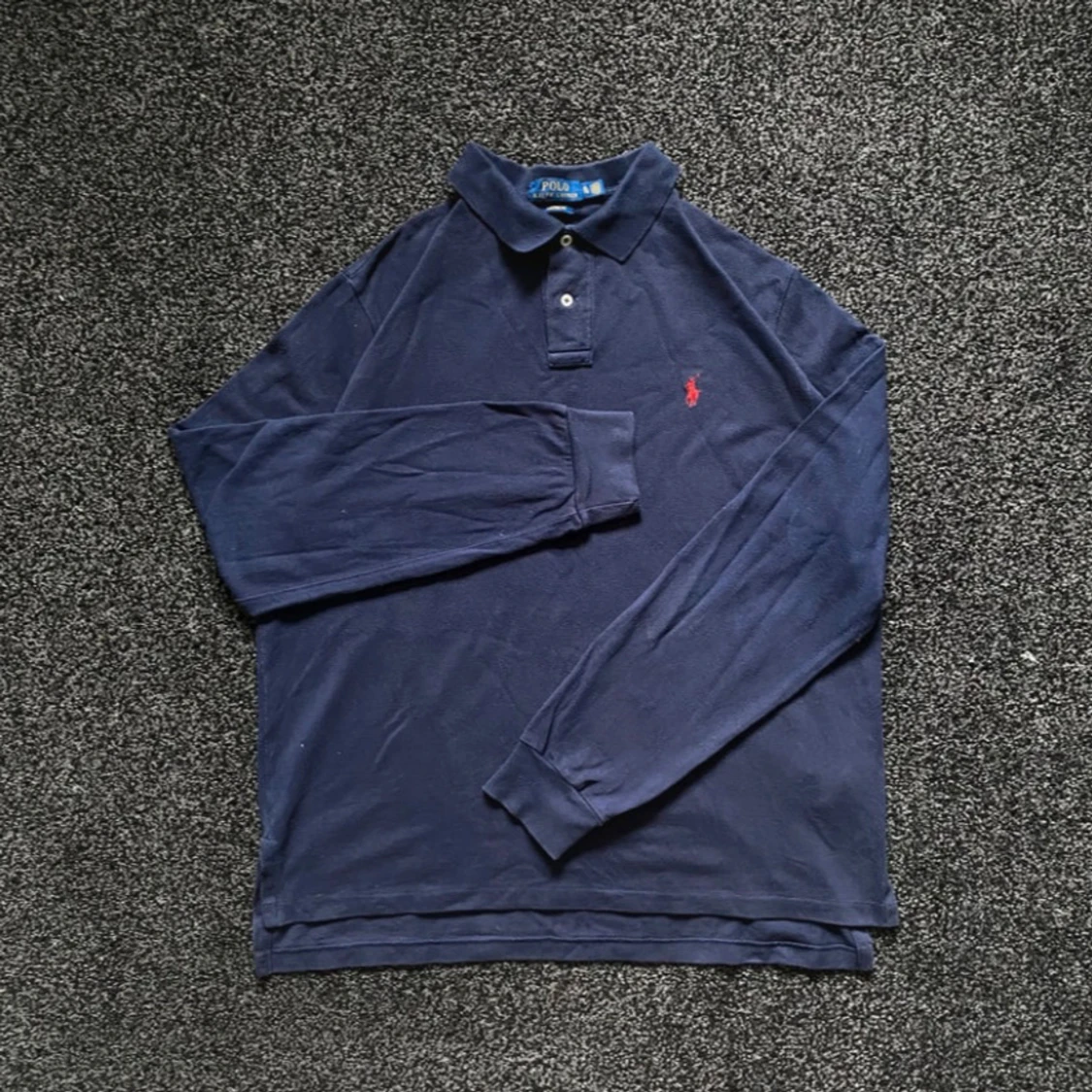 Marinblå långärmad piké Polo Ralph Lauren