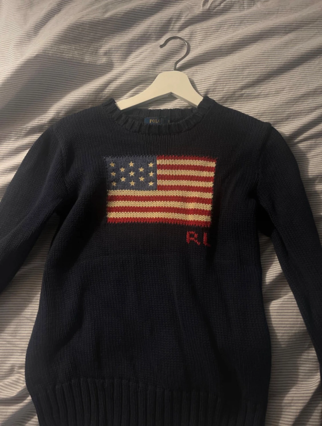 Mörkblå stickad tröja Polo Ralph Lauren