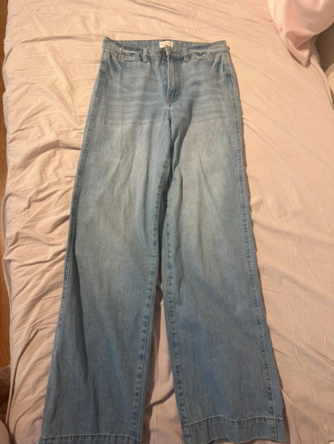 Ljusblå wide jeans med rak passform - 1