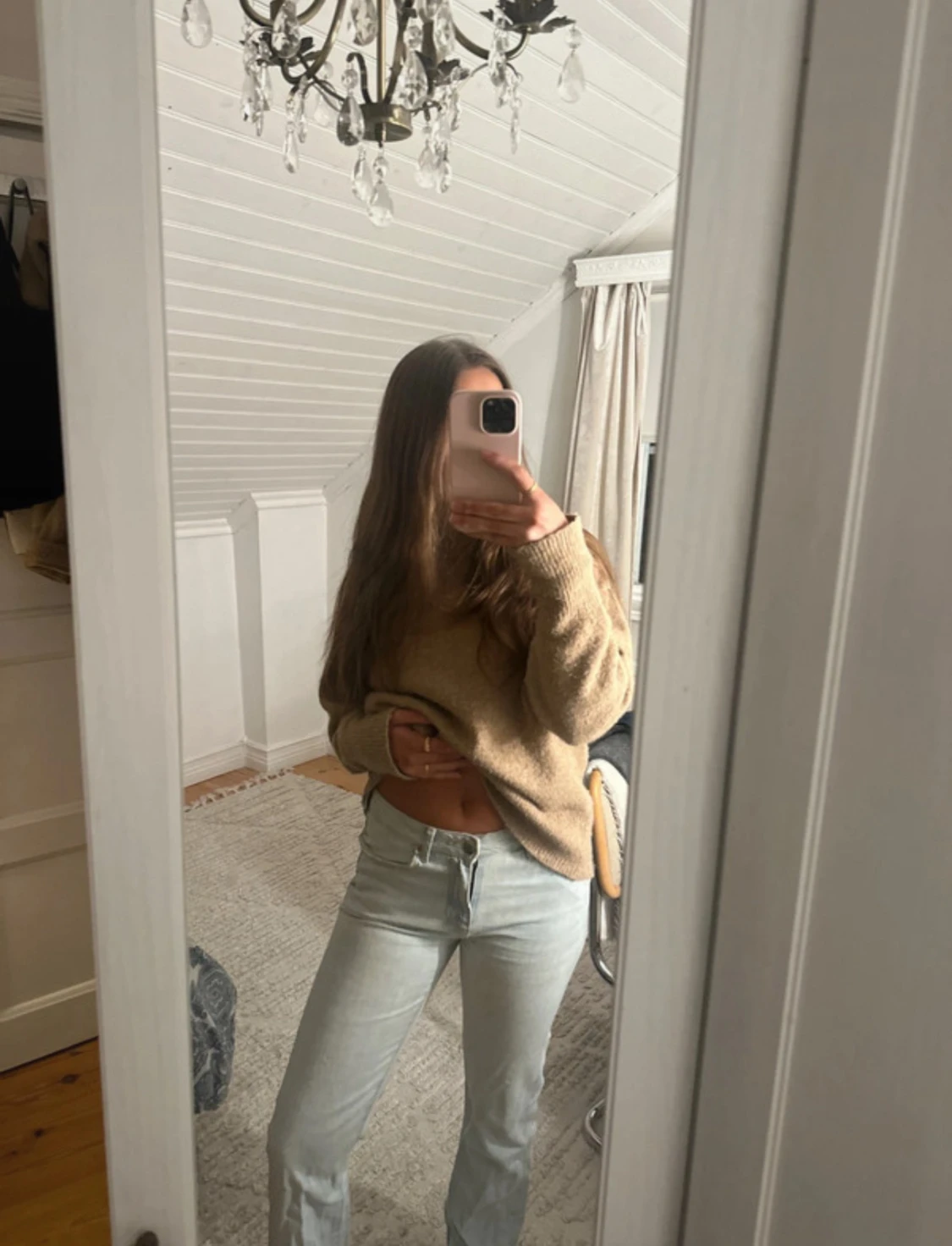 Ljusblå raka jeans med låg midja - 2